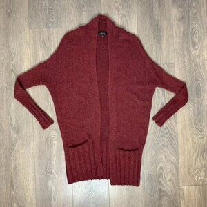 Aritzia Talula Lenox Cardigan Sweater Knit Cashmere Wool Burgundy Dark Academia